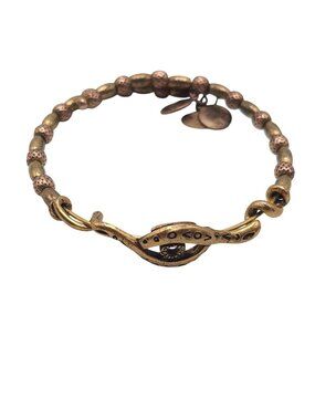 Alex And Ani Vintage 66 Gold Heart Beaded Wrap Bangle Bracelet Evil Eye